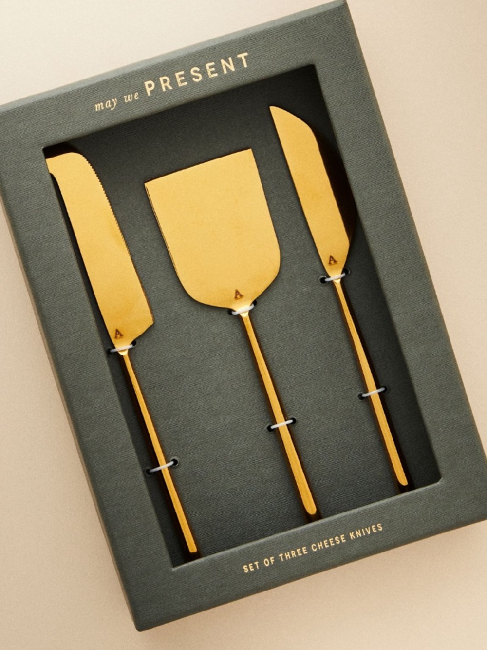 Anthropologie Samson stainless steel Gold Cheese knives